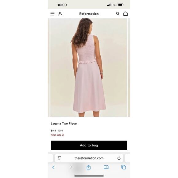 Reformation Laguna two pieces Set Pink size 4 - Picture 3 of 9